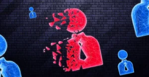 آیکون شخص با اعداد باینری در پس‌زمینه