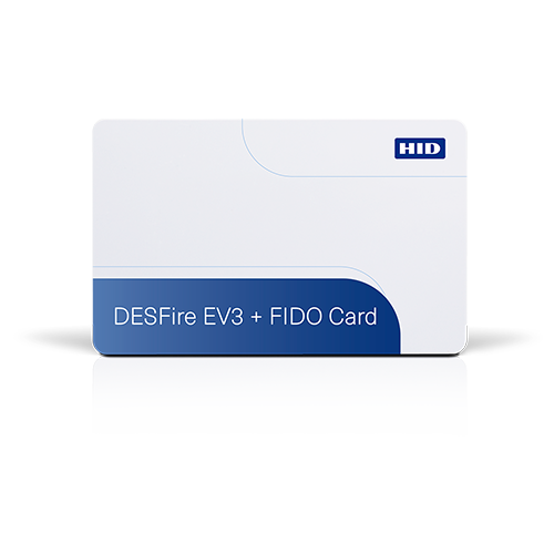 کارت HID® MIFARE DESFire® EV3 با طراحی سفید و آبی و قابلیت FIDO